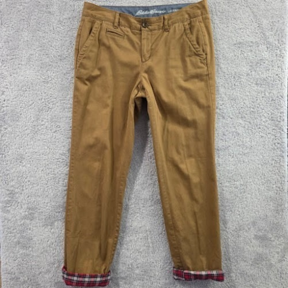 Eddie Bauer Women's Flannel-Lined Legendwash Chinos Sz 8 Winter‎ Snow Hiking